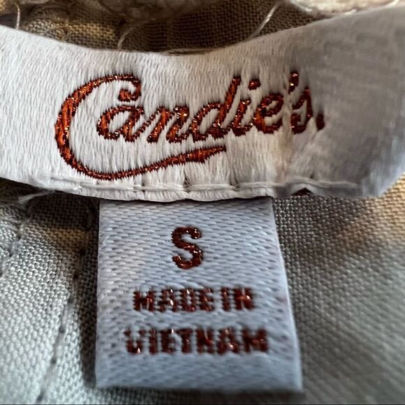 Candies Y2k 00's Paper Bag Belted Tie Waist Pants Tan Ivory Stripe Size Small - Picture 5 of 14
